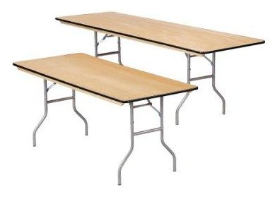 Two 8ft folding banquet tables available for rental delivery