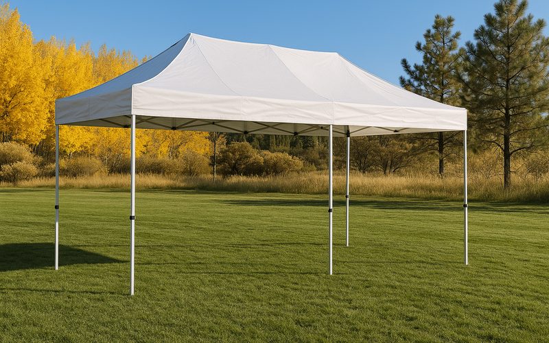 10x20 white pop-up canopy set up on grass, delivered across Sheboygan County