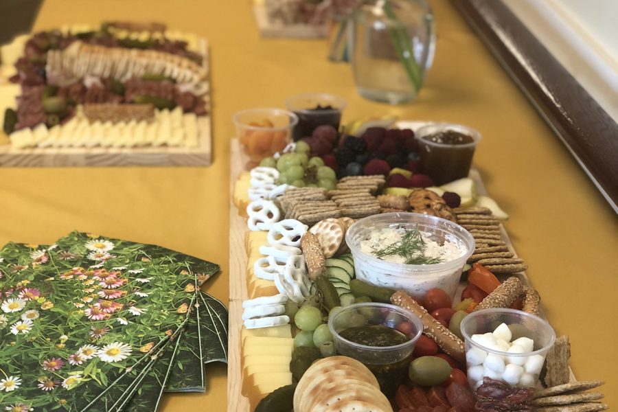Charcuterie grazing table catered by Lakeshore Charcuterie at an event in Sheboygan County