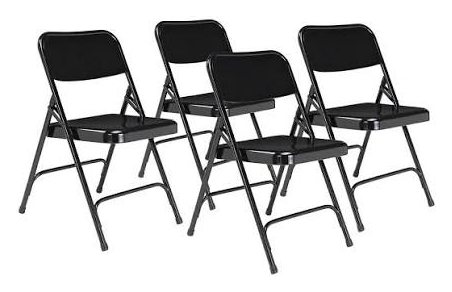Black metal folding chairs for party and event rental in Sheboygan County
