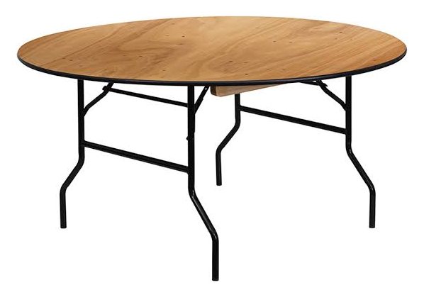 60-inch round folding banquet table that seats eight